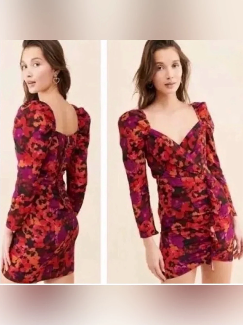 NWT SAYLOR Revolve Red and Purple Floral Mini Dress. Size Small. MSRP: $364‎